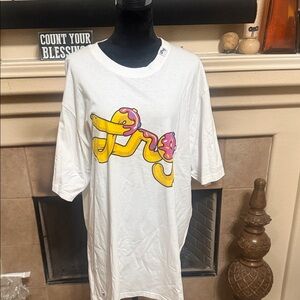 LRG White Tee with Yellow and Pink Graphic